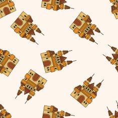 castle cartoon seamless pattern background N20
