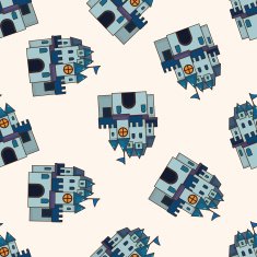 castle cartoon seamless pattern background N21
