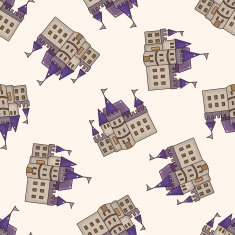 castle cartoon seamless pattern background N23