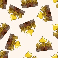 castle cartoon seamless pattern background N27
