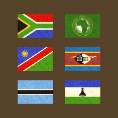 Flags of South Africa African Union Namibia Swaziland Botswana Lesotho