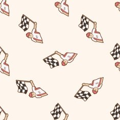 start racing cartoon seamless pattern background
