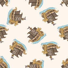 pirate ship cartoon seamless pattern background N3