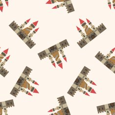 castle cartoon seamless pattern background N28