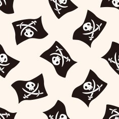 pirate flags cartoon seamless pattern background N5