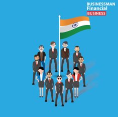 India flag businessman on blue background clean vector