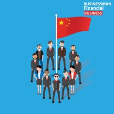 China flag businessman on blue background clean vector