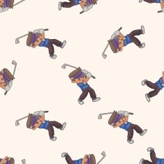 person character golfers cartoon seamless pattern background N2