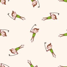 person character golfers cartoon seamless pattern background N3