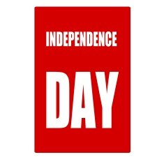Independence day white stamp text on red background N4