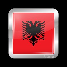 Flag of Albania Metal Icons N3