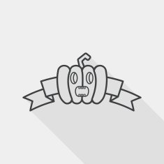 Halloween party flag flat icon with long shadow line