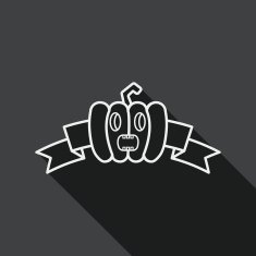 Halloween party flag flat icon with long shadow line N2