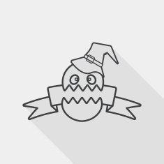 Halloween flag flat icon with long shadow line
