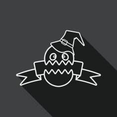 Halloween flag flat icon with long shadow line N2