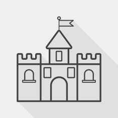 Building castle flat icon with long shadow line