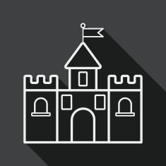 Building castle flat icon with long shadow line N2