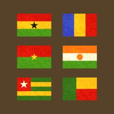Flags of Ghana Chad Burkina Faso Niger Togo and Benin