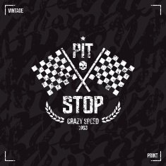 Pit stop emblem and seamless pattern