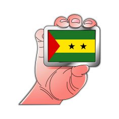 hand holding Sao Tome & Principe flag
