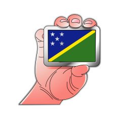 hand holding Solomon Island flag