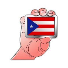 hand holding Puerto Rico flag