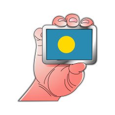 hand holding Palau flag
