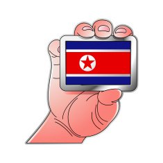 hand holding north Korea flag
