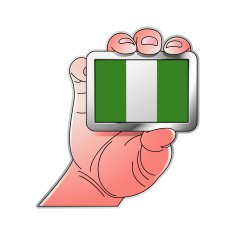 hand holding Nigeria flag