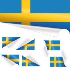 Swedish Flags behind Curled Paper