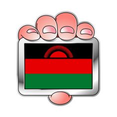 hand holding Malawi flag