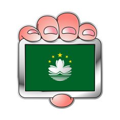 hand holding Macau flag