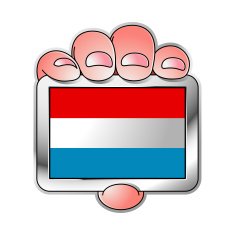 hand holding Luxemburg flag