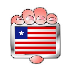 hand holding Liberia flag