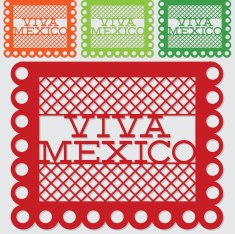 Mexican 'papel picado' (Paper flag decoration) set in vector for