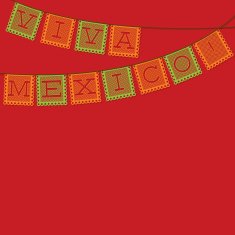 Mexican 'papel picado' (Paper flag decoration) card in vector fo N8