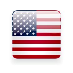 Square icon with flag of the USA