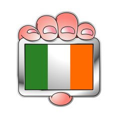 hand holding Ireland flag