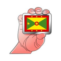 hand holding Grenada flag