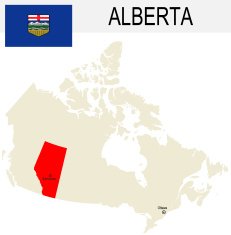 Canada Province Alberta map and Flag