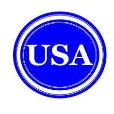 USA text white stamp on blue background
