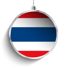 Merry Christmas Silver Ball with Flag Thailand