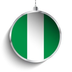 Merry Christmas Silver Ball with Flag Nigeria
