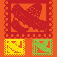 Mexican 'papel picado' (Paper flag decoration) set in vector for N5
