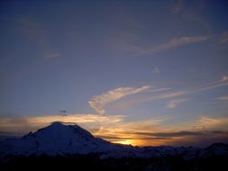 Beautiful mountain landscape with colorful sunset, Washington