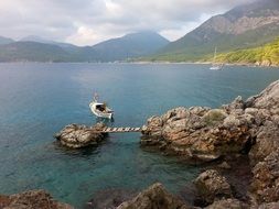 marine boat rocky landscape