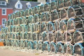 fishing nets on island harbor