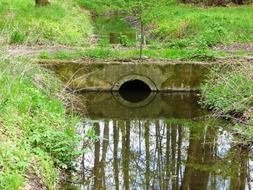 concrete bridge on the canal in the park