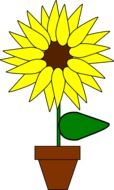 graphic image of a colorful sunflower in a flowerpot