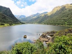 panoramic view of a mountain lake in ecuador